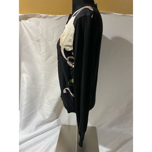 Salvatore Ferragamo Women's Floral Cardigan Sweater Black Size M - Picture 3 of 5